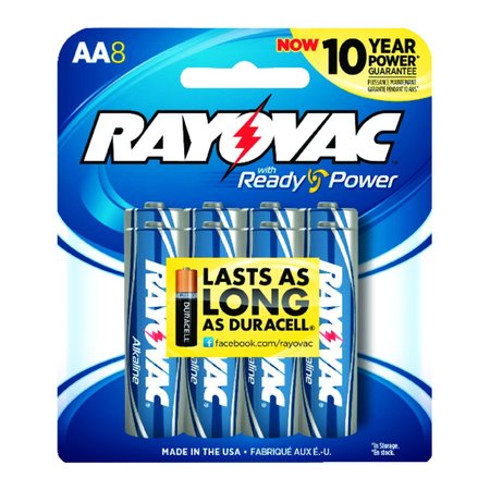 RAYOVAC High Energy AA Alkaline Batteries 8 pk Carded, 8PK 815-8K